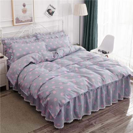 纽缦 2021新款上下边夹棉四件套 粉波点