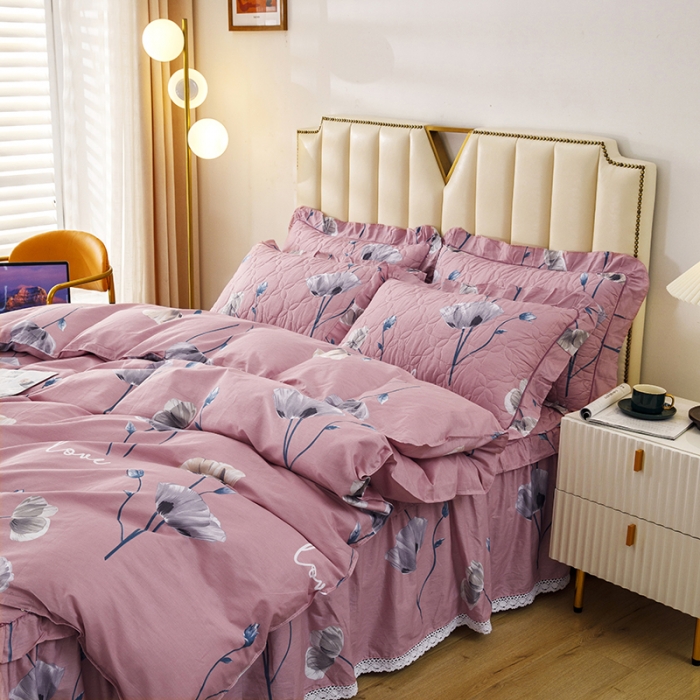 91家纺网 家纺一手货源 找家纺 纽缦 2021新款上下边夹棉四件套 花丛