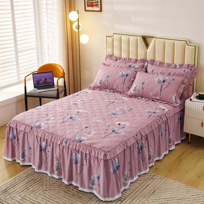 91家纺网 家纺一手货源 找家纺 纽缦 2021新款上下边夹棉四件套 花丛