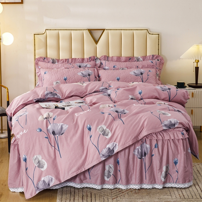 91家纺网 家纺一手货源 找家纺 纽缦 2021新款上下边夹棉四件套 花丛