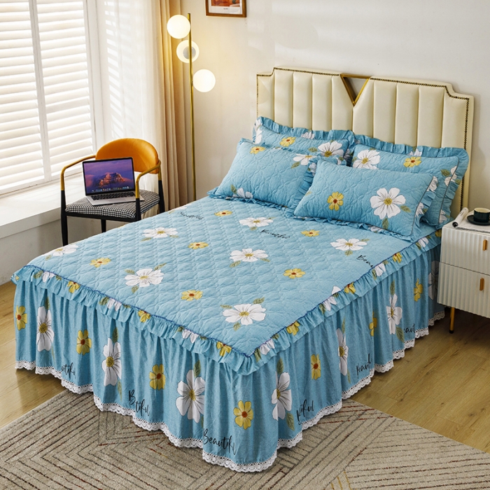 91家纺网 家纺一手货源 找家纺 纽缦 2021新款上下边夹棉四件套 花开半夏绿