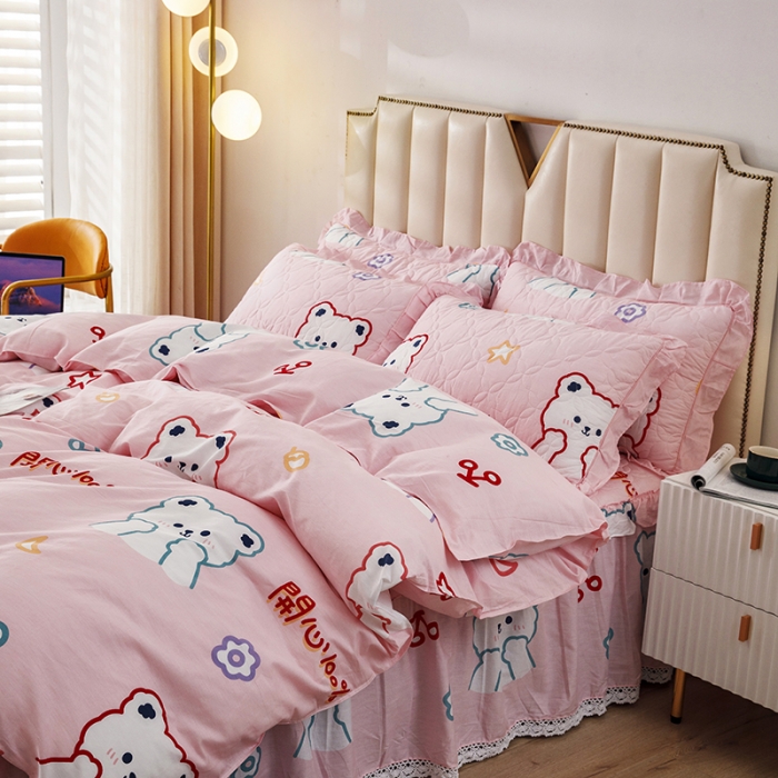 91家纺网 家纺一手货源 找家纺 纽缦 2021新款上下边夹棉四件套 萌萌熊