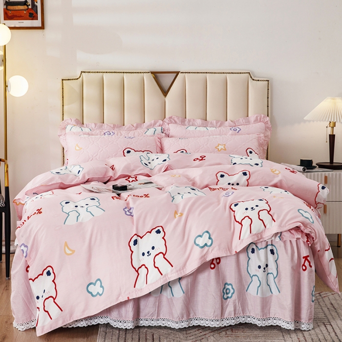 91家纺网 家纺一手货源 找家纺 纽缦 2021新款上下边夹棉四件套 萌萌熊