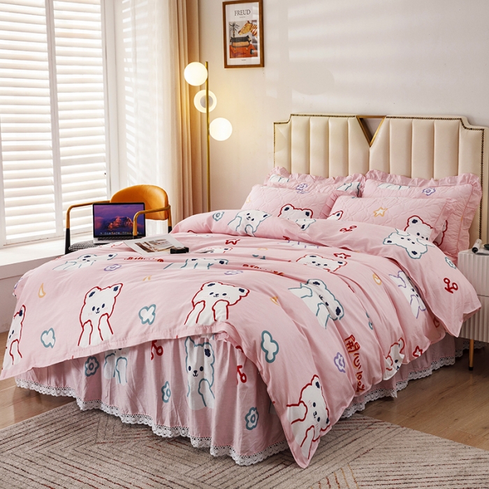 91家纺网 家纺一手货源 找家纺 纽缦 2021新款上下边夹棉四件套 萌萌熊