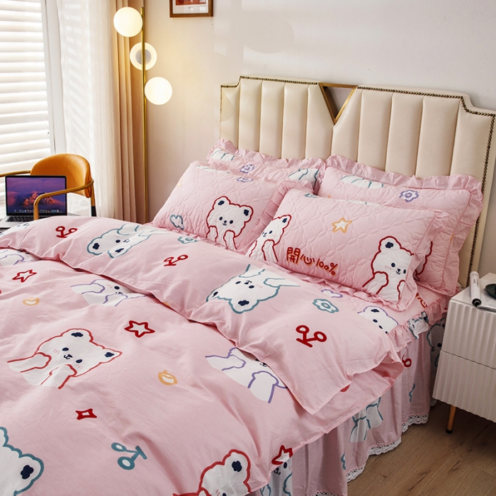 91家纺网 家纺一手货源 找家纺 纽缦 2021新款上下边夹棉四件套 萌萌熊