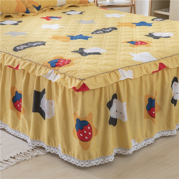 91家纺网 家纺一手货源 找家纺 纽缦 2021新款上下边夹棉四件套 喵星球黄