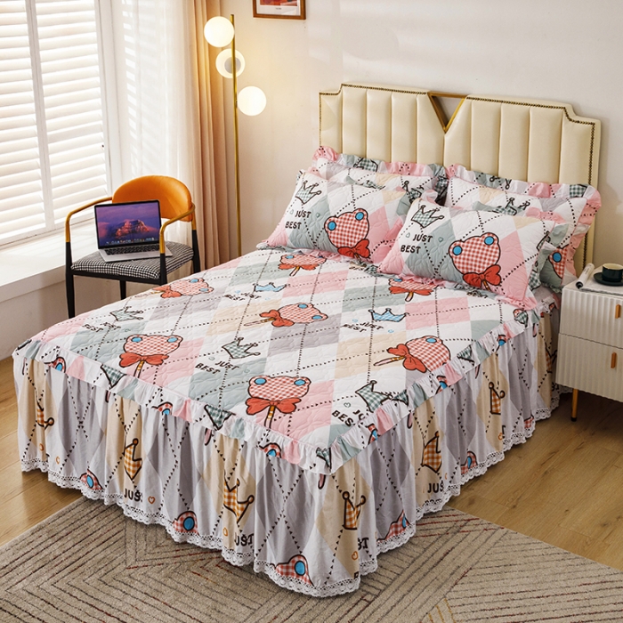 91家纺网 家纺一手货源 找家纺 纽缦 2021新款上下边夹棉四件套 糖果熊