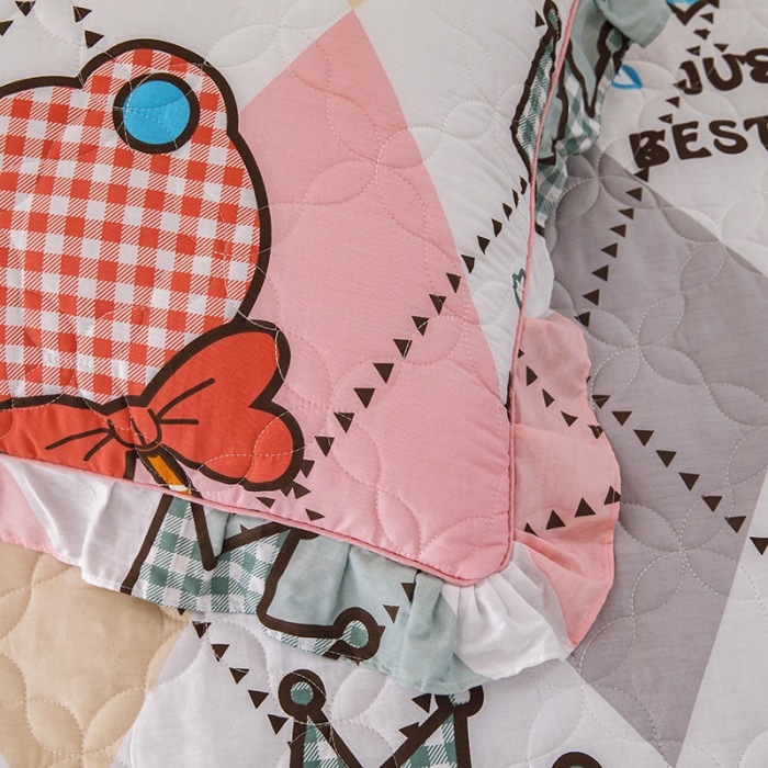 91家纺网 家纺一手货源 找家纺 纽缦 2021新款上下边夹棉四件套 糖果熊