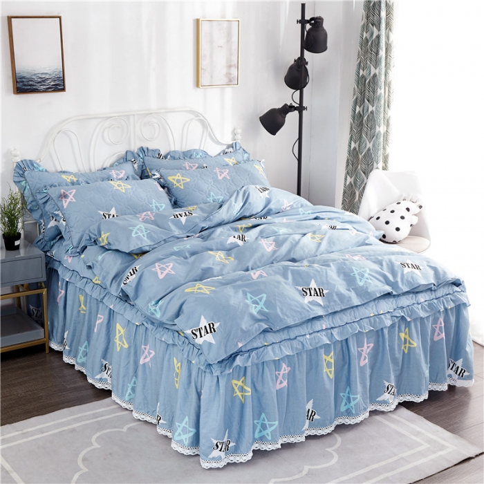 91家纺网 家纺一手货源 找家纺 纽缦 2021新款上下边夹棉四件套 星梦缘蓝