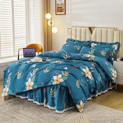 91家纺网 家纺一手货源 找家纺 纽缦 2021新款上下边夹棉四件套 油菜花兰