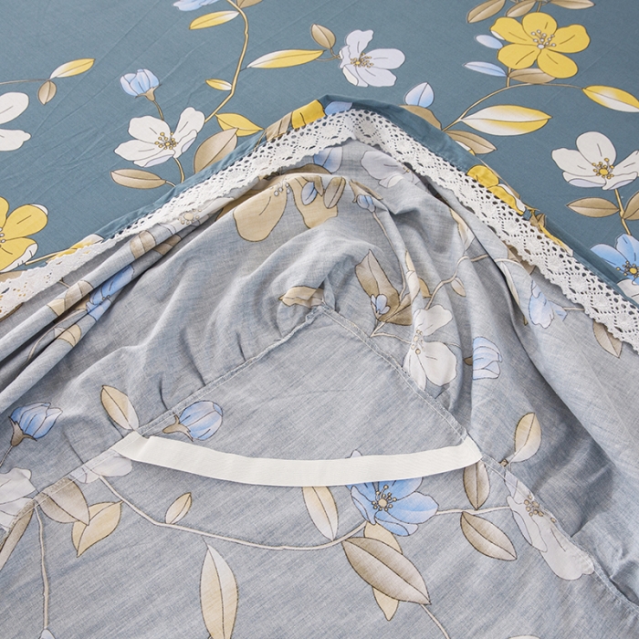 91家纺网 家纺一手货源 找家纺 纽缦 2021新款上下边纯棉床裙 淡香伊人