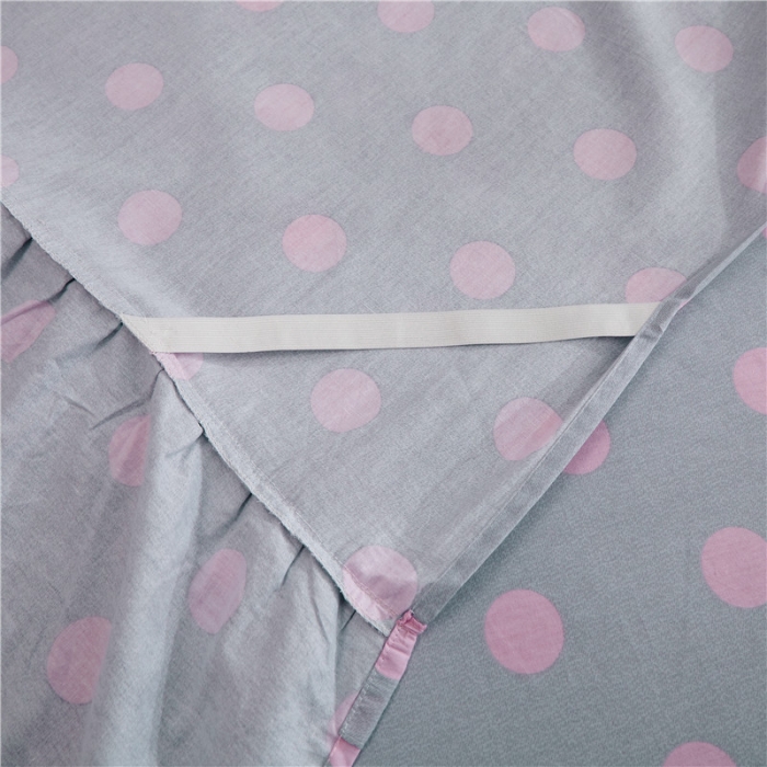 91家纺网 家纺一手货源 找家纺 纽缦 2021新款上下边纯棉床裙 粉波点