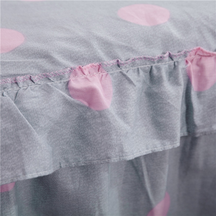 91家纺网 家纺一手货源 找家纺 纽缦 2021新款上下边纯棉床裙 粉波点