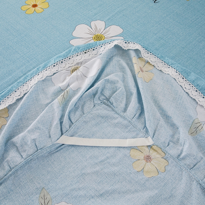 91家纺网 家纺一手货源 找家纺 纽缦 2021新款上下边纯棉床裙 花开半夏绿