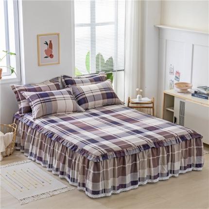 91家纺网 家纺一手货源 找家纺 纽缦 2021新款上下边纯棉床裙 灰色格调