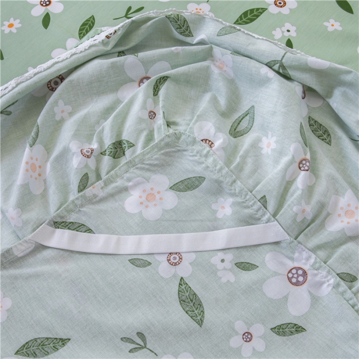 91家纺网 家纺一手货源 找家纺 纽缦 2021新款上下边纯棉床裙 可可佳人绿