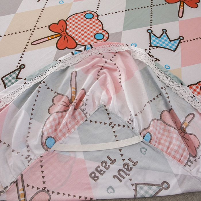 91家纺网 家纺一手货源 找家纺 纽缦 2021新款上下边纯棉床裙 糖果熊