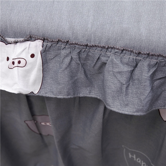 91家纺网 家纺一手货源 找家纺 纽缦 2021新款上下边纯棉床裙 小猪宝宝