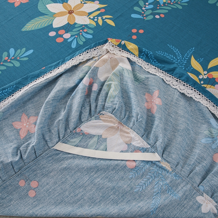 91家纺网 家纺一手货源 找家纺 纽缦 2021新款上下边纯棉床裙 油菜花兰