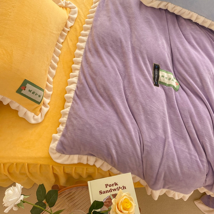 91家纺网 家纺一手货源 找家纺 安哆啦 2021新款糖果色单品床裙 糖果色-浅烙黄