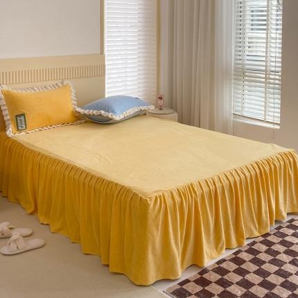 安哆啦 2021新款糖果色单品床裙 糖果色-浅烙黄