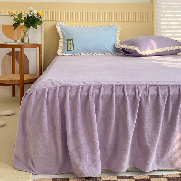 91家纺网 家纺一手货源 找家纺 安哆啦 2021新款糖果色单品床裙 糖果色-风信紫