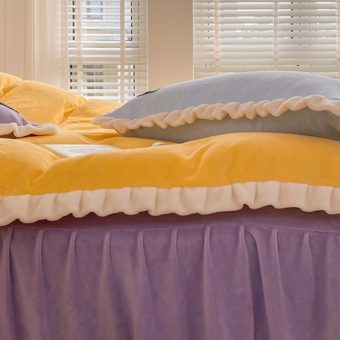 91家纺网 家纺一手货源 找家纺 安哆啦 2021新款糖果色单品床裙 糖果色-风信紫