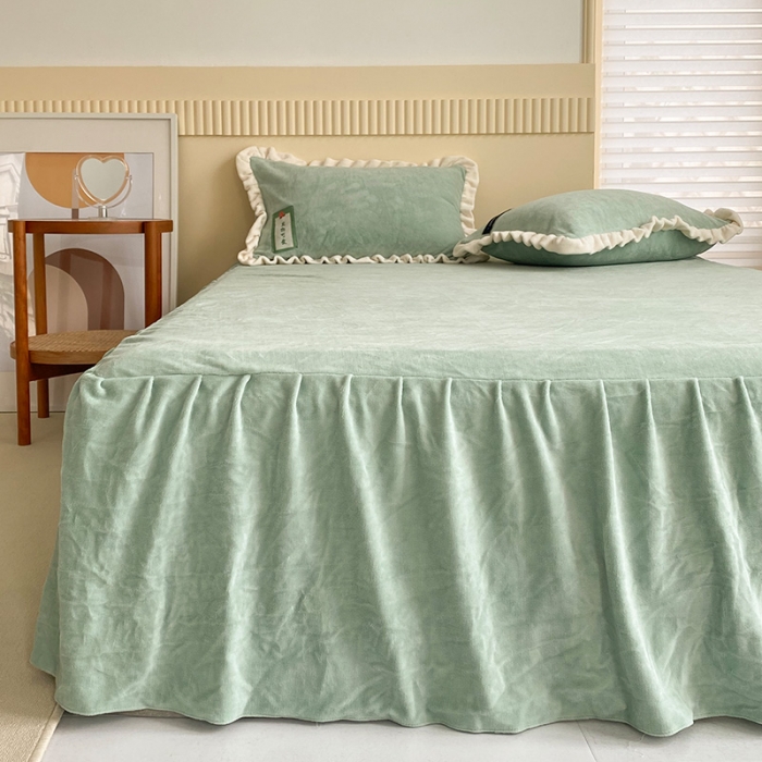 91家纺网 家纺一手货源 找家纺 安哆啦 2021新款糖果色单品床裙 糖果色-明绿