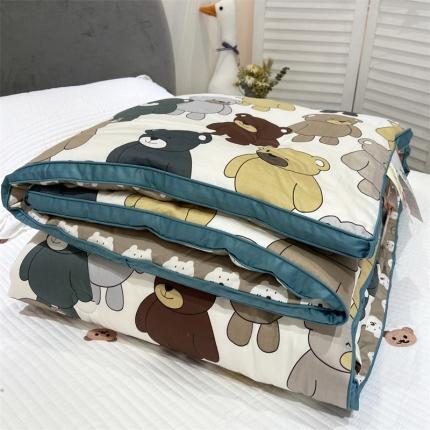 91家纺网 家纺一手货源 找家纺 桂雅居 2021新款秋冬60s长绒棉A+桑蚕丝鲜豆蛋白儿童被 小熊欢乐谷