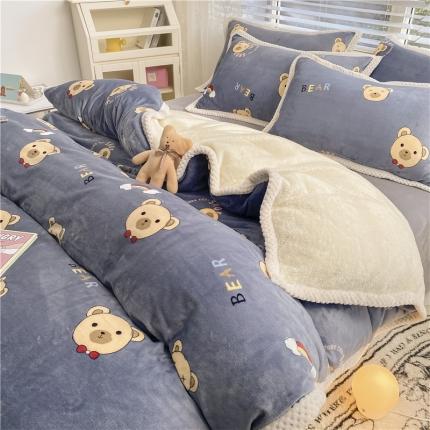 91家纺网 家纺一手货源 找家纺 （总）琪格格 新品热款牛奶绒精拍A牛奶绒B兔兔绒大包边四件套
