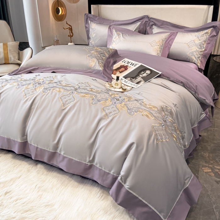 91家纺网 家纺一手货源 找家纺 （总）品家居 2021新款180S全棉澳棉刺绣四件套-伊莲