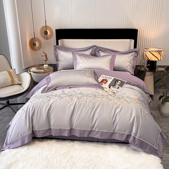 91家纺网 家纺一手货源 找家纺 （总）品家居 2021新款180S全棉澳棉刺绣四件套-伊莲