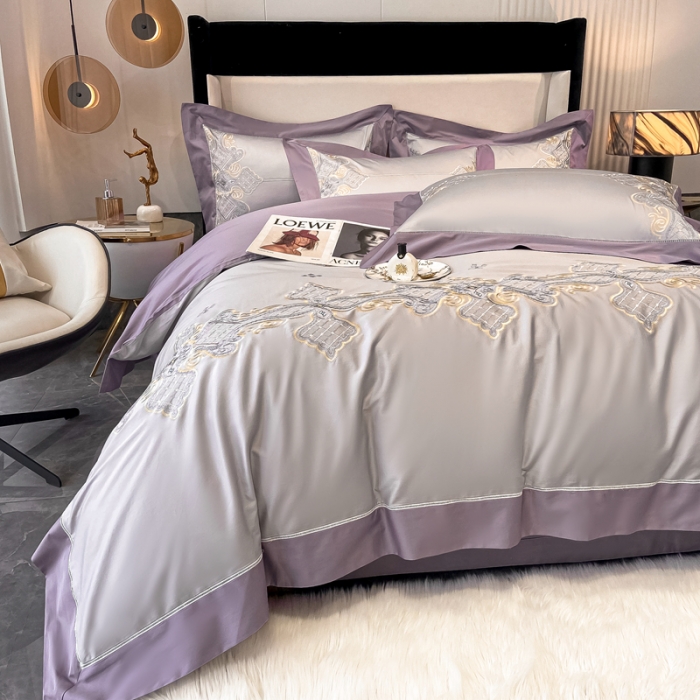 91家纺网 家纺一手货源 找家纺 （总）品家居 2021新款180S全棉澳棉刺绣四件套-伊莲