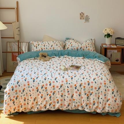 91家纺网 家纺一手货源 找家纺 （总）时年家纺 2021新款牛奶绒印花系列四件套