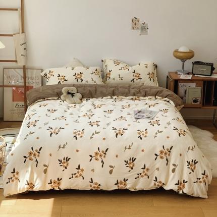 91家纺网 家纺一手货源 找家纺 （总）时年家纺 2021新款牛奶绒印花系列四件套