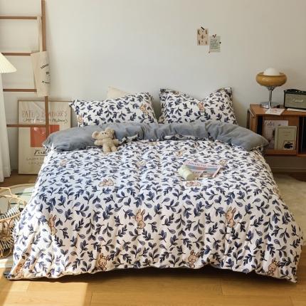 91家纺网 家纺一手货源 找家纺 （总）时年家纺 2021新款牛奶绒印花系列四件套