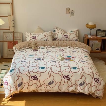 91家纺网 家纺一手货源 找家纺 （总）时年家纺 2021新款牛奶绒印花系列四件套