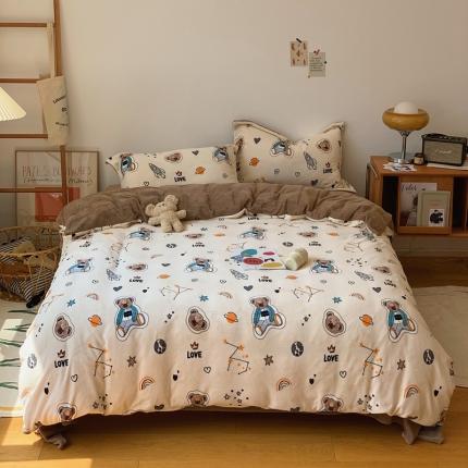 91家纺网 家纺一手货源 找家纺 （总）时年家纺 2021新款牛奶绒印花系列四件套