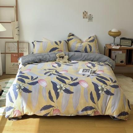 时年家纺 2021新款牛奶绒印花系列四件套 若颜