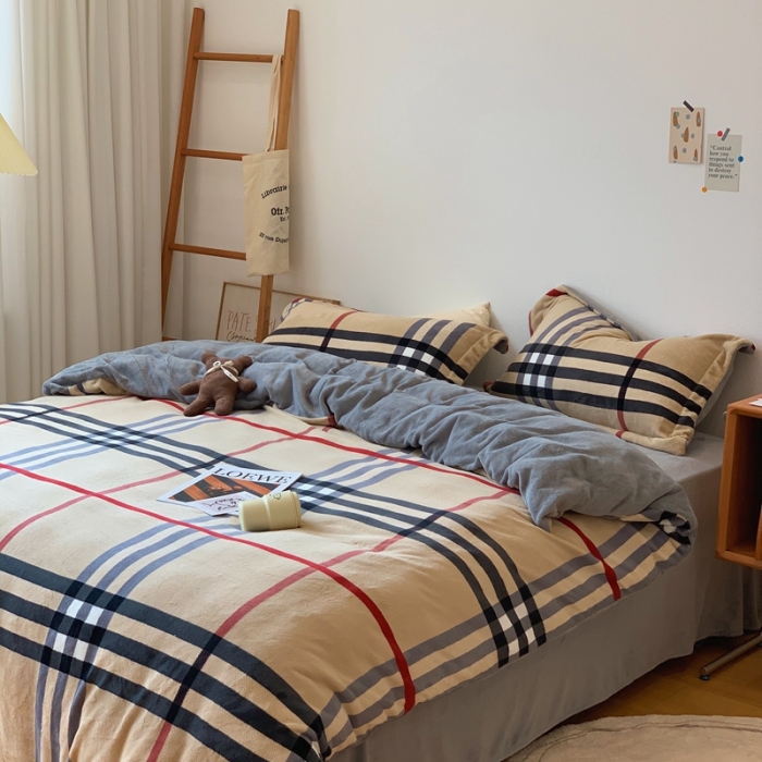 91家纺网 家纺一手货源 找家纺 时年家纺 2021新款牛奶绒印花系列四件套 生活派