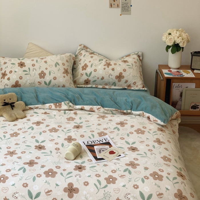 91家纺网 家纺一手货源 找家纺 时年家纺 2021新款牛奶绒印花系列四件套 图兰