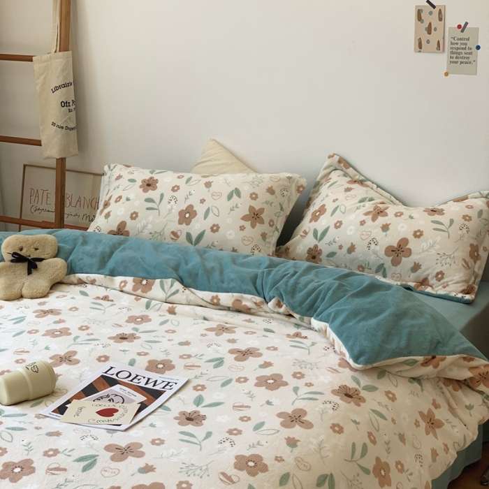 91家纺网 家纺一手货源 找家纺 时年家纺 2021新款牛奶绒印花系列四件套 图兰