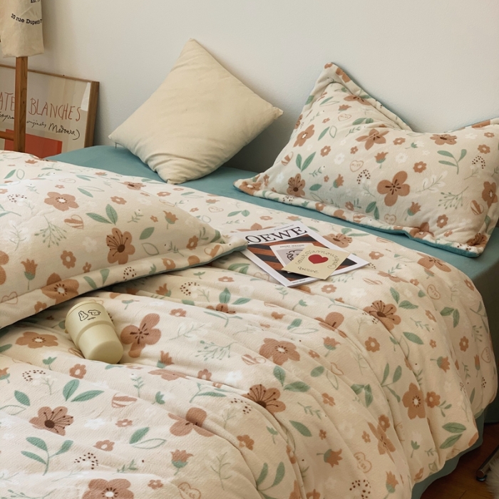 91家纺网 家纺一手货源 找家纺 时年家纺 2021新款牛奶绒印花系列四件套 图兰