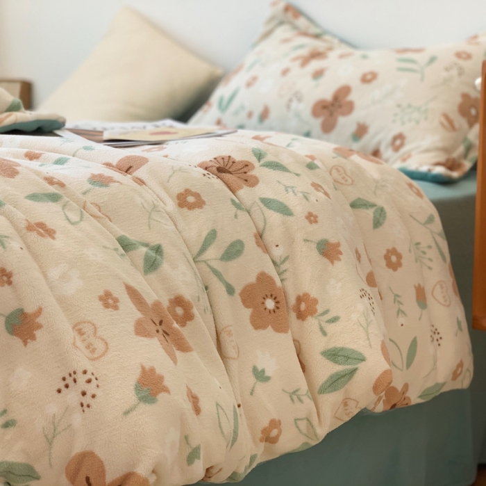 91家纺网 家纺一手货源 找家纺 时年家纺 2021新款牛奶绒印花系列四件套 图兰