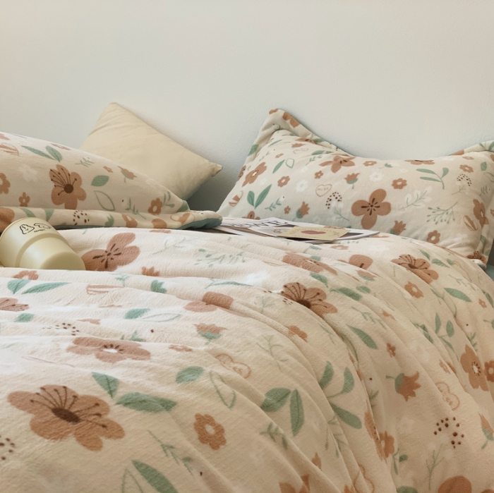 91家纺网 家纺一手货源 找家纺 时年家纺 2021新款牛奶绒印花系列四件套 图兰