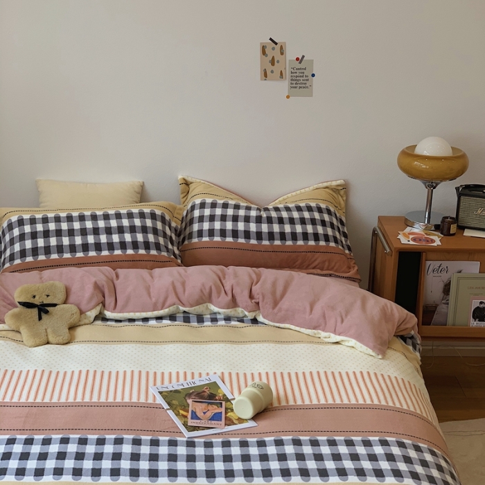 91家纺网 家纺一手货源 找家纺 时年家纺 2021新款牛奶绒印花系列四件套 西雅图粉