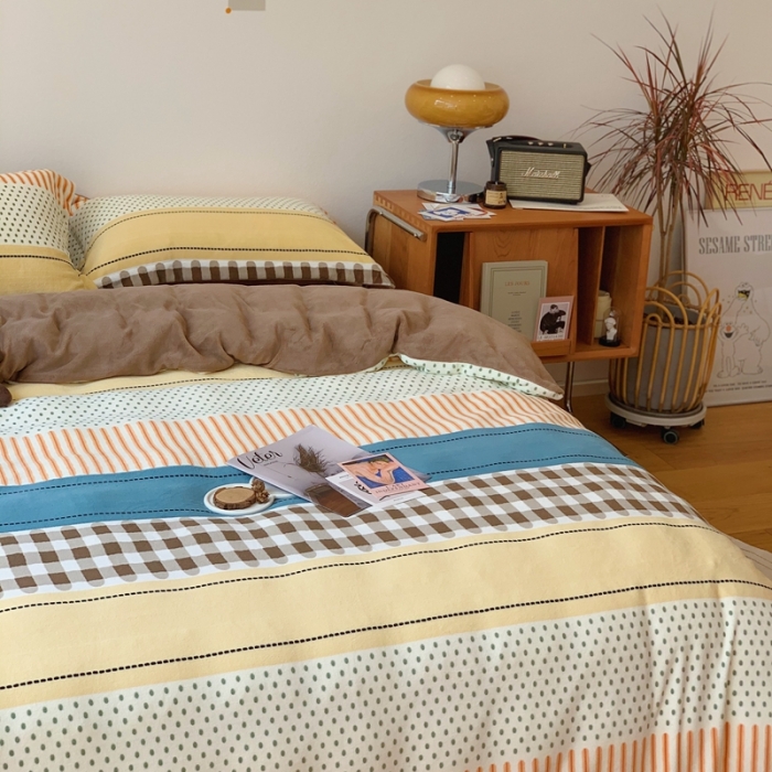 91家纺网 家纺一手货源 找家纺 时年家纺 2021新款牛奶绒印花系列四件套 西雅图咖