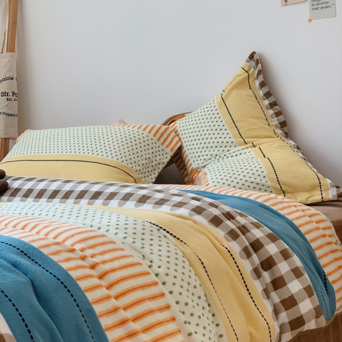 91家纺网 家纺一手货源 找家纺 时年家纺 2021新款牛奶绒印花系列四件套 西雅图咖