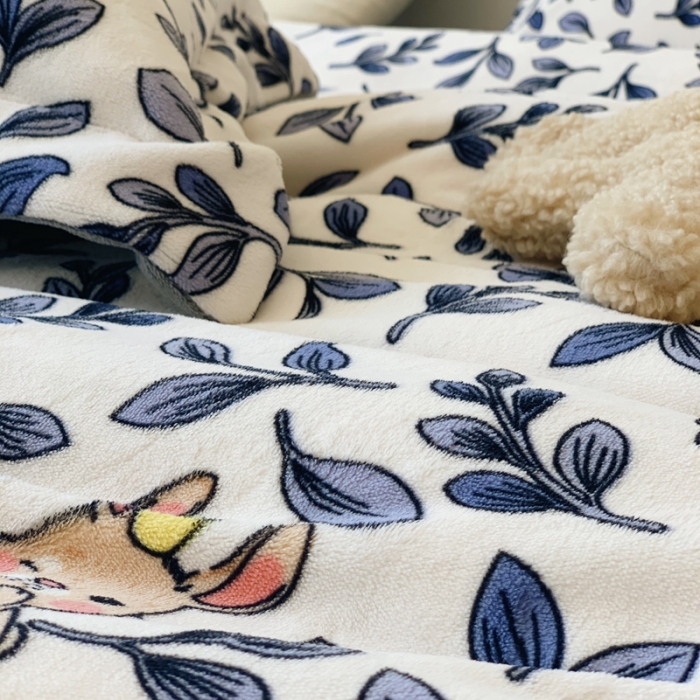 91家纺网 家纺一手货源 找家纺 时年家纺 2021新款牛奶绒印花系列四件套 萌萌兔