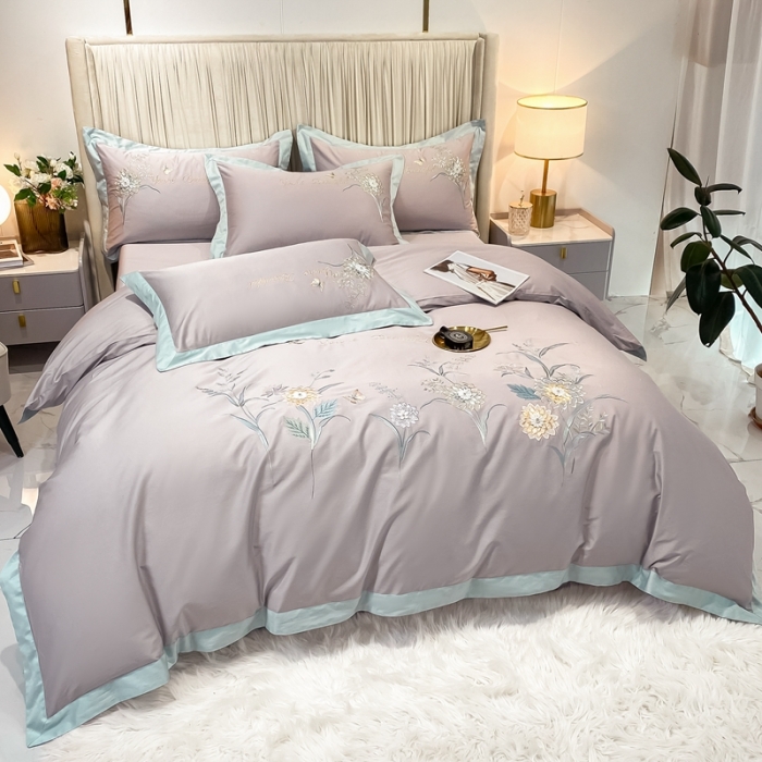 91家纺网 家纺一手货源 找家纺 （总）品家居 2021新款180S全棉澳棉刺绣四件套-恬梦